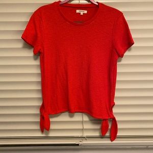 Madewell red top with ties, size small